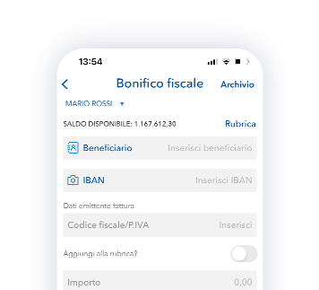 schermata di disposizione di un bonifico per agevolazione fiscale