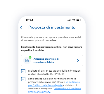 schermata di accettazione di una proposta di investimento