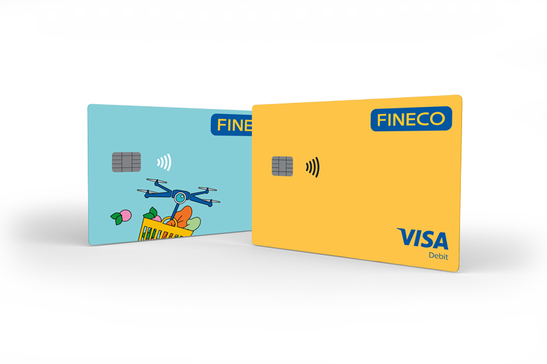 le due tipologie di carte Fineco, gialla e azzurra